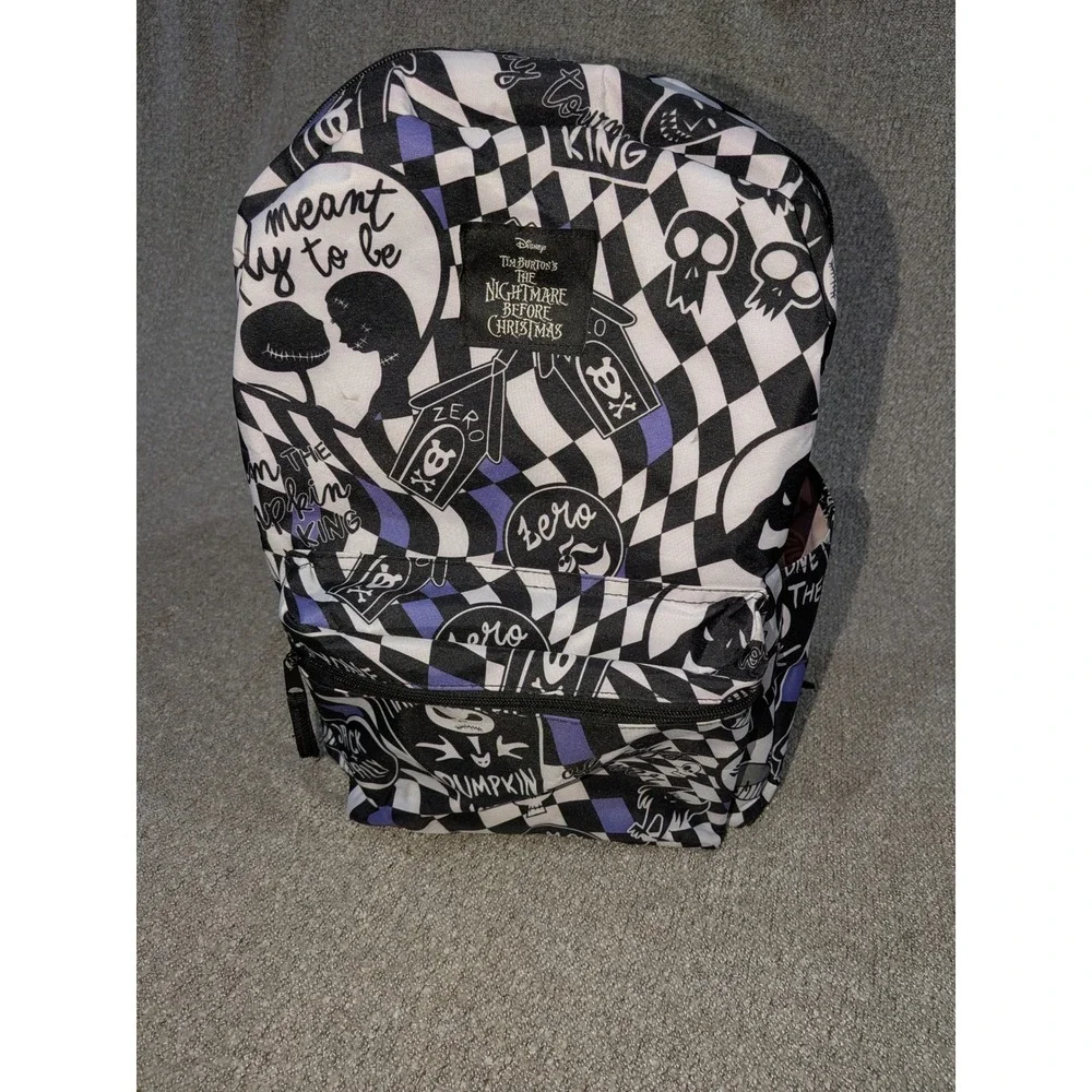 Disney Nightmare Before Christmas Jack Sally Backpack Black White Purple